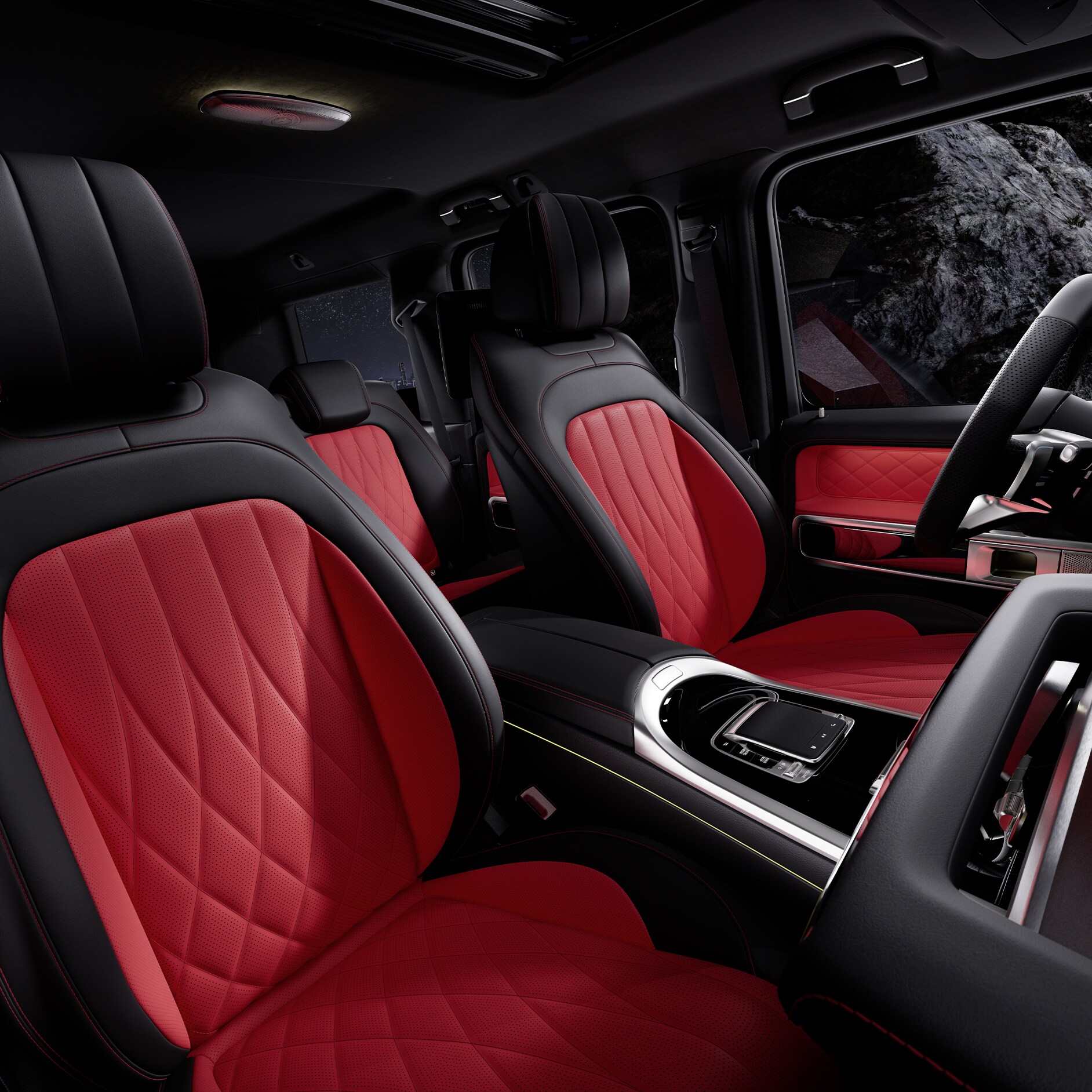 Interior | G-Class Brand Area | Mercedes-Benz The interior of the Mercedes-Benz G-Class.